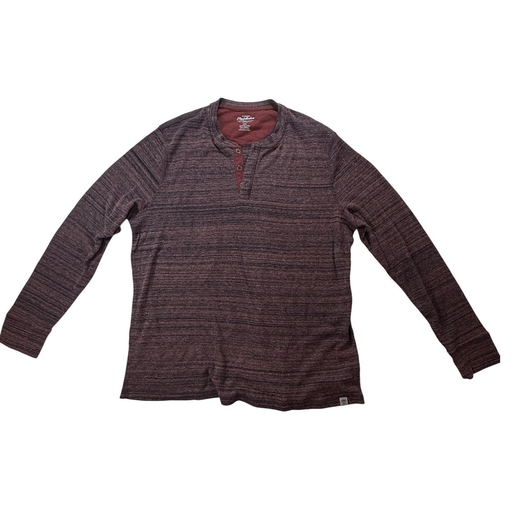 Flag & Anthem Henley Shirt Mens XXL Space Dye Long Sleeve Maroon COREKT688